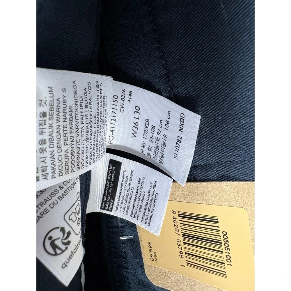 NWT Levis 505 Regular Fit Pants Mens 36x30 Blue Indigo Straight Workwear Stretch